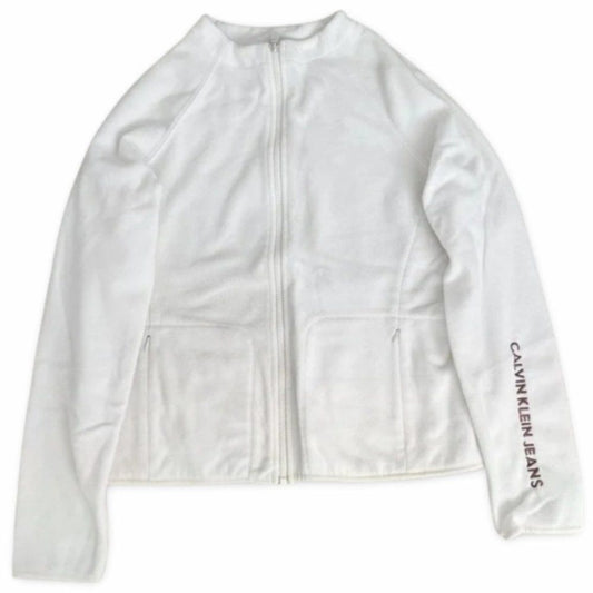 Calvin Klein White Fleece Zip Up Jacket