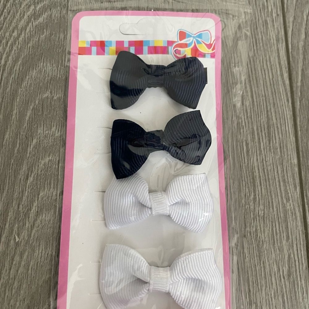 Forever 21 Set of Mini Bow Hair Clips (Red Black White Blue)