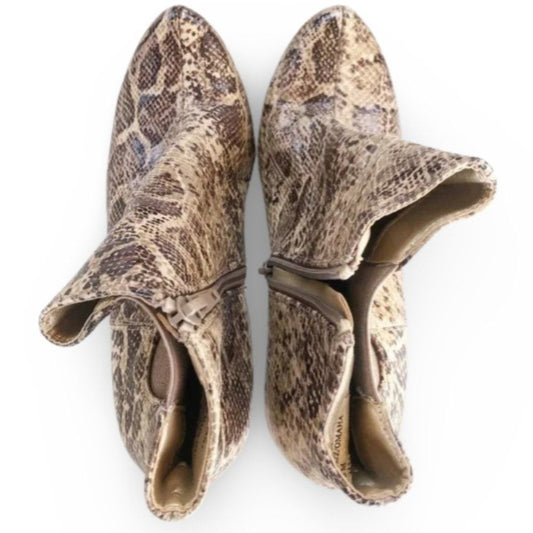 Rialto Snake Print Zip Up Heeled Booties