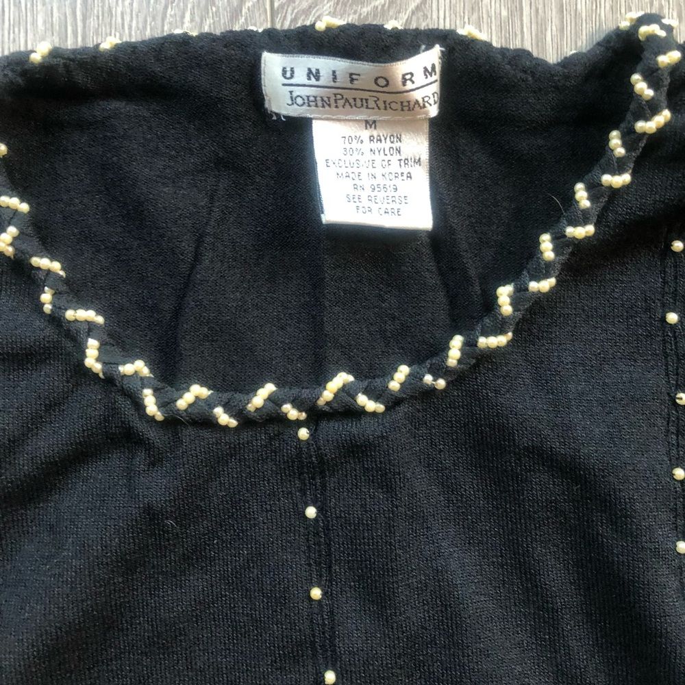 Uniform Vintage Black Knitted Pearl Bead Wrapped Sweater