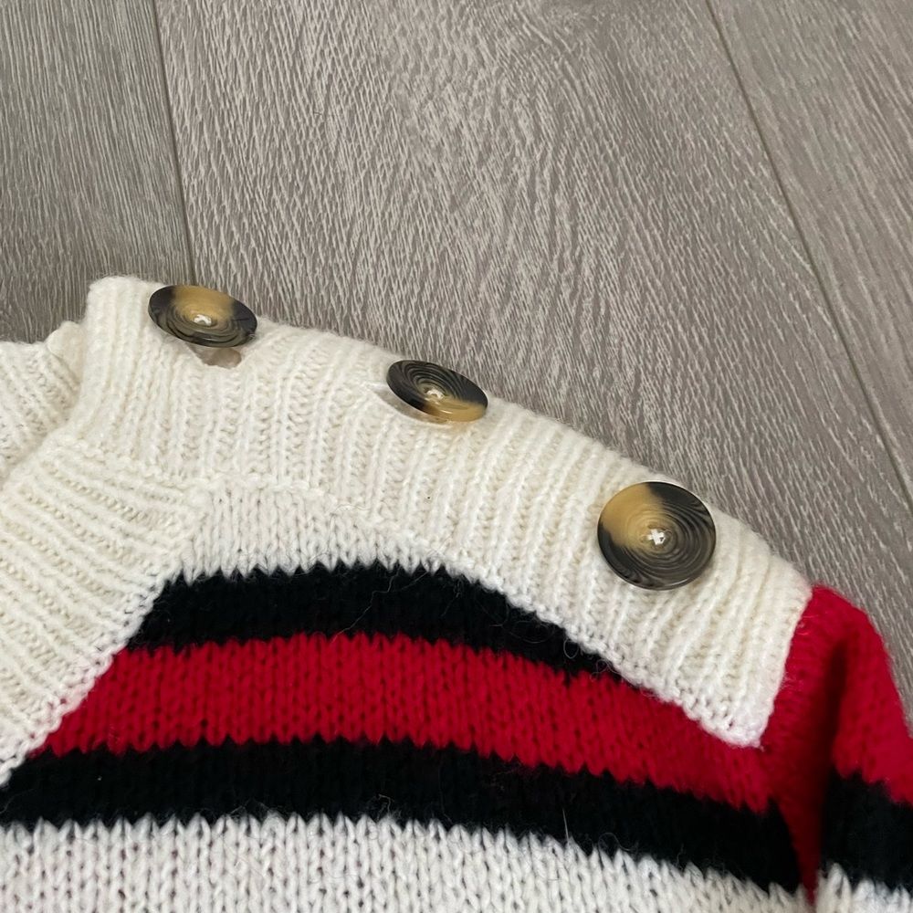 BP Knitted Buttoned Red and White Sweater