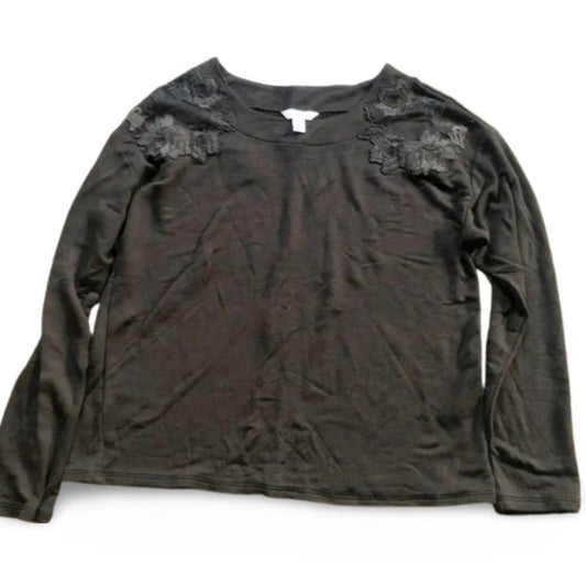 Charter Club Black Long Sleeve Lounge Top Shirt