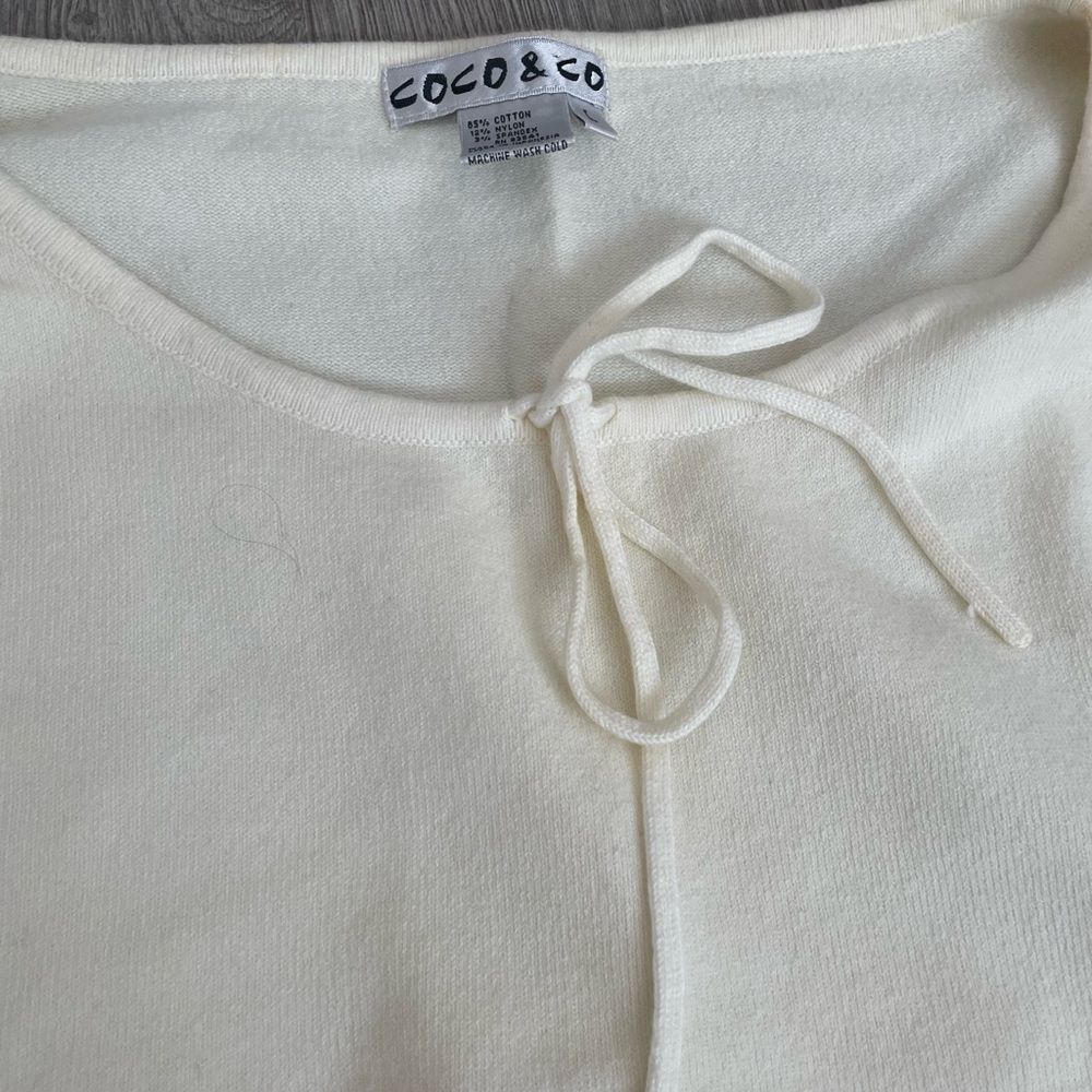 Coco and Co Mid Sleeve White Sweater Top