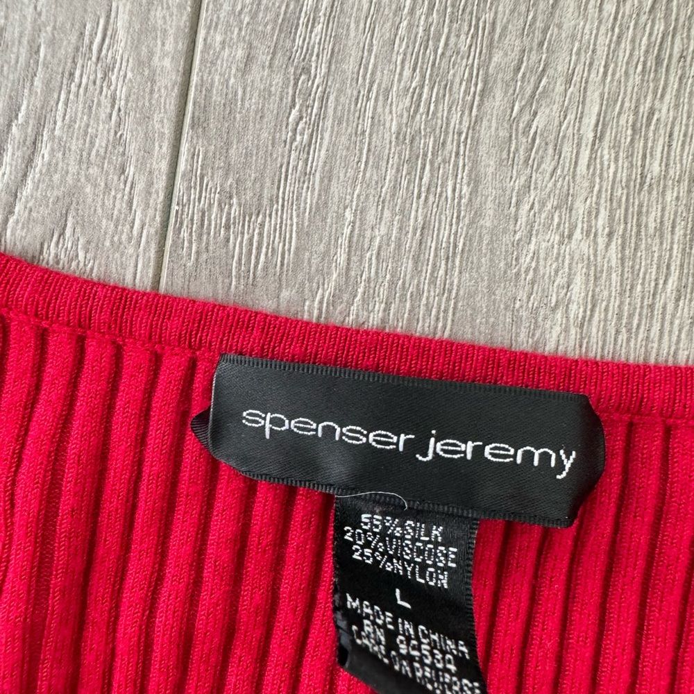 Spenser Jeremy Ribbed Red Long Sleeve Shirt Top