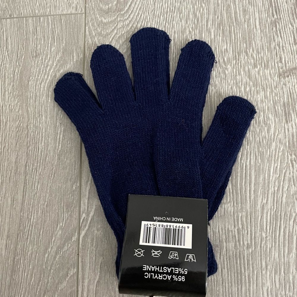 Gloves Navy Blue Knitted Mitten Gloves