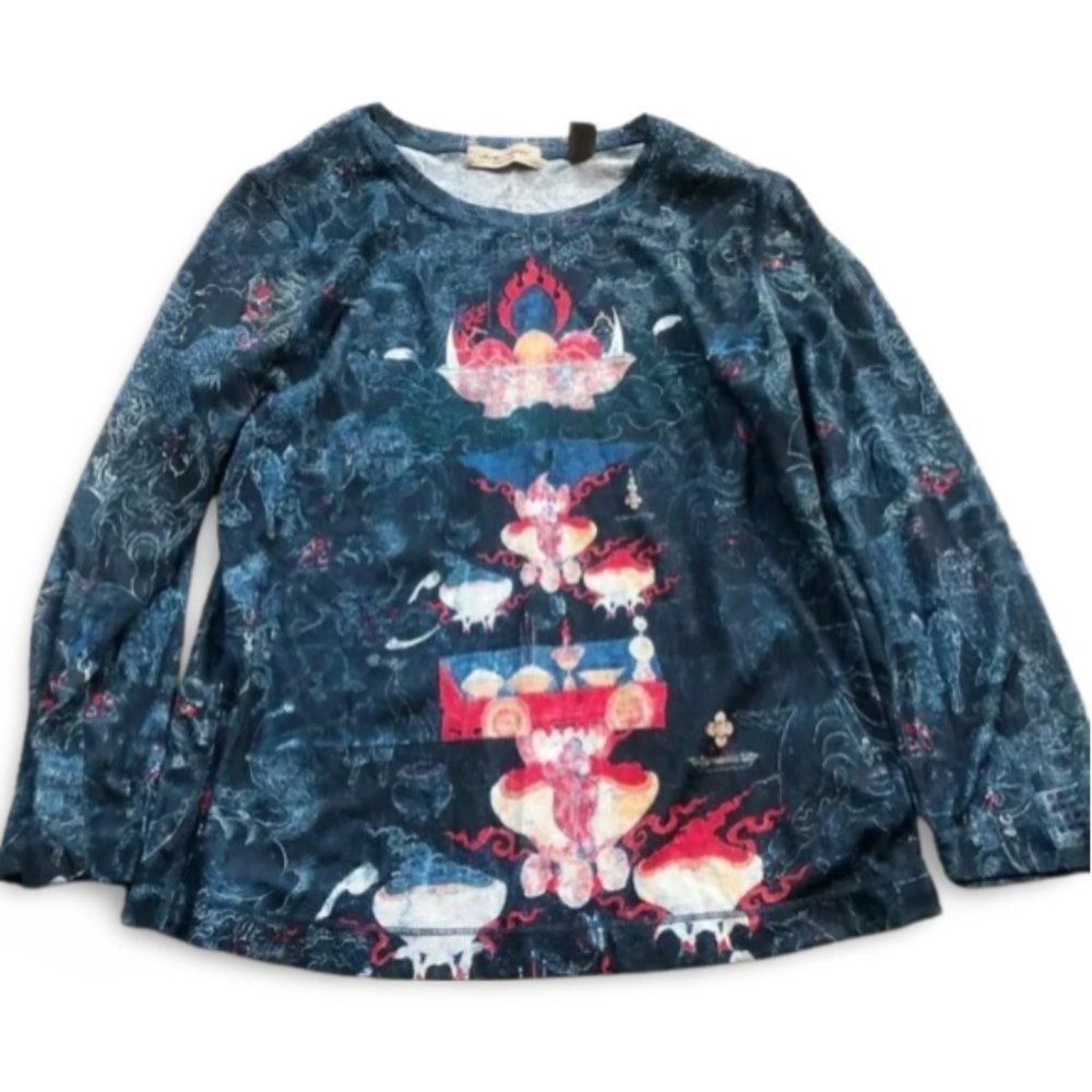 IE Dragon Patterned Long Sleeve Y2K Blouse Shirt