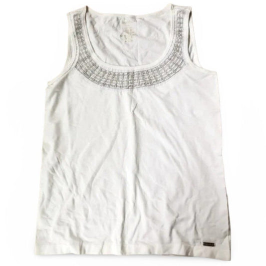 Calvin Klein White Circle Neck Tank Top