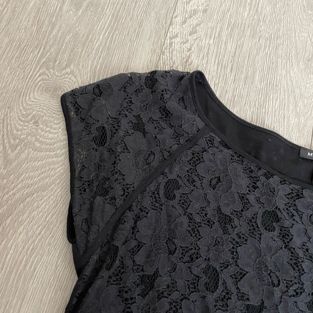 Mango Cropped Black Lace Blouse Top Shirt