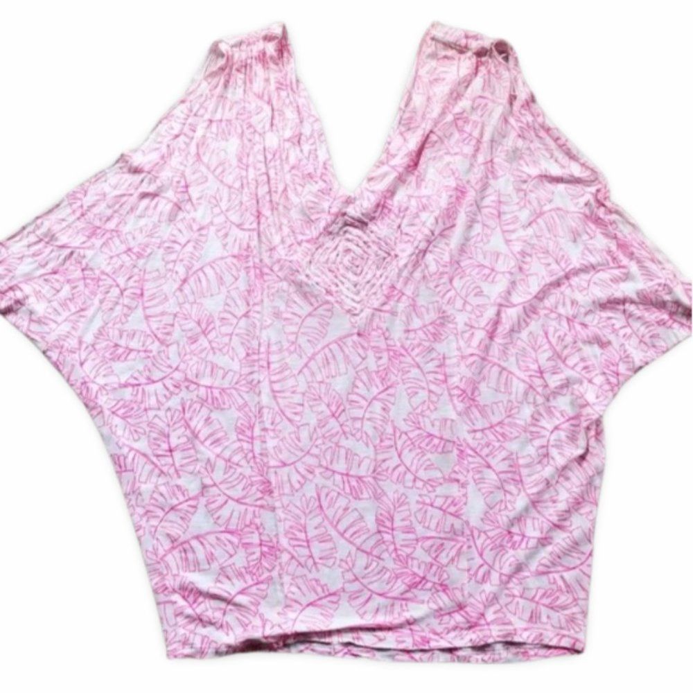 Charlotte Russe Oversized Slouched Blouse Pink Patterned Top