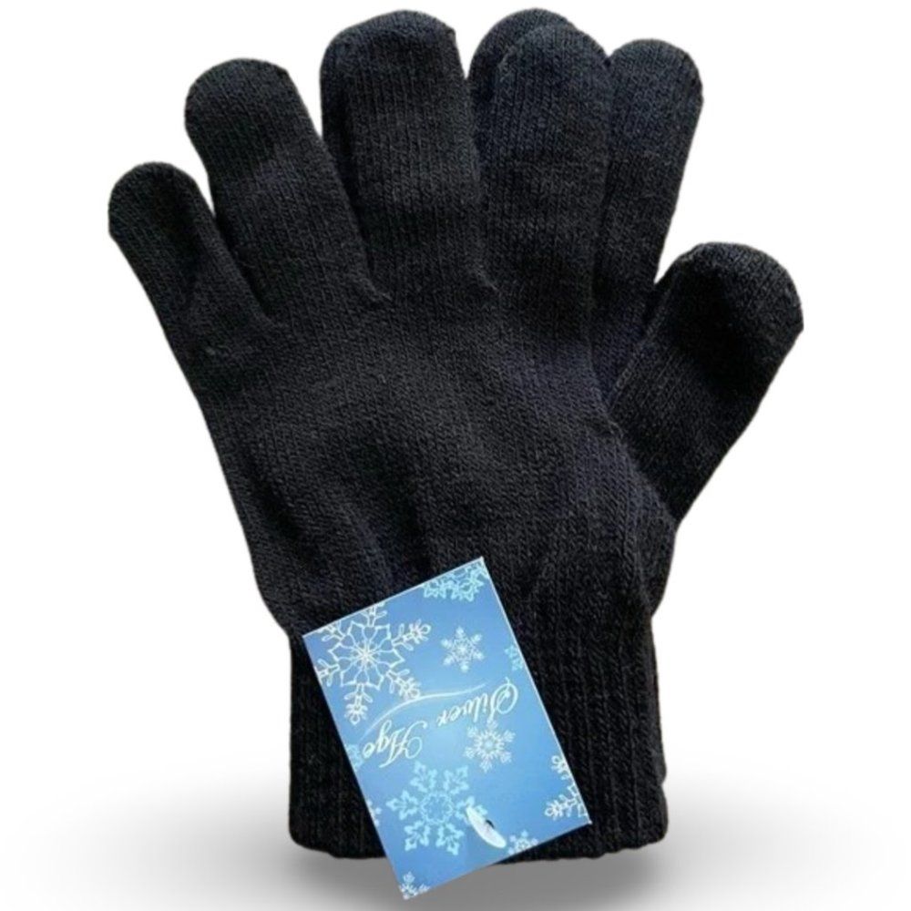 Winter Age Black Knitted Winter Mitten Gloves