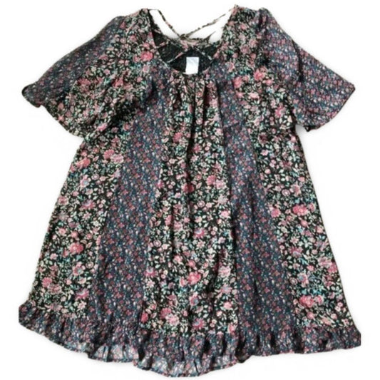 InTu Floral Flowy Patterned Ruffled Hem Long Tunic