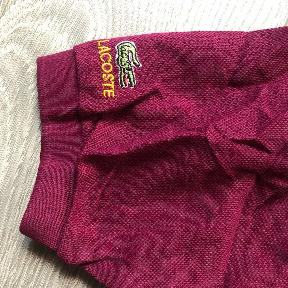 Lacoste Vintage Burgundy Short Sleeve Allogator Polo Shirt