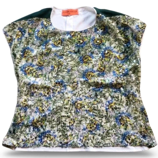 Clover Canyon All Sequin Graphic Short Sleeve Shirt