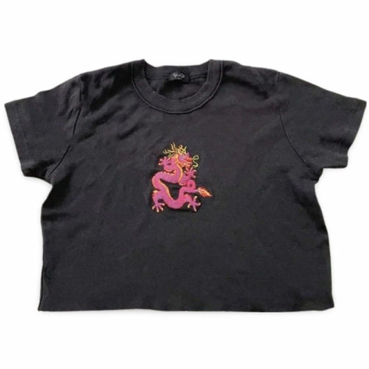 John Galt Ashlyn Dragon Black Crop Top