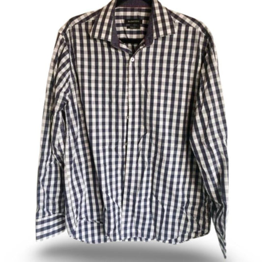 Bugatachi Checkered Button Down Casual Dress Shirt