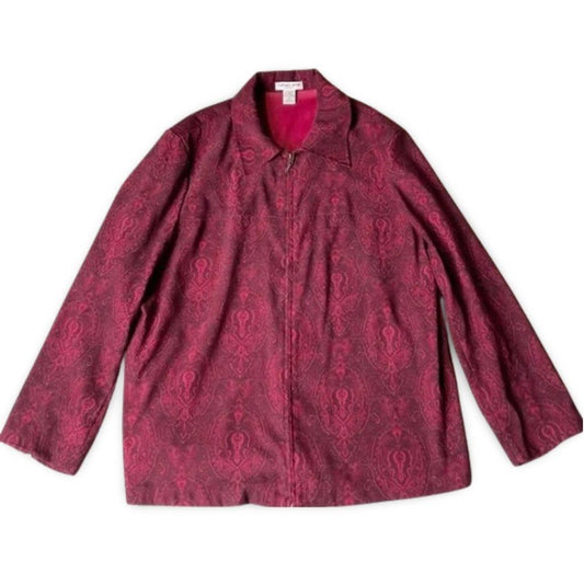 Notations Red Zip Up Long Sleeve Patterned Jacket