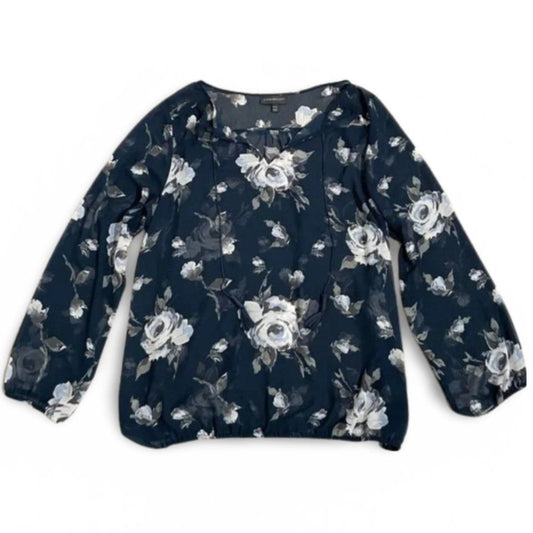 Lane Bryant Flowy Blue Floral Blouse Top