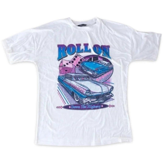 Shein Car Graphic White Tee Shirt