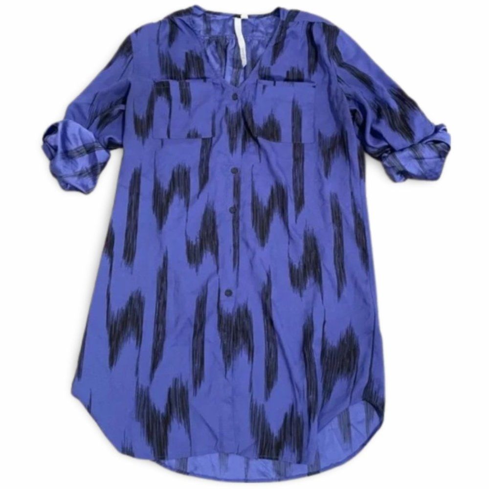 Reformed Purple Patterned Button Up Blouse Shirt