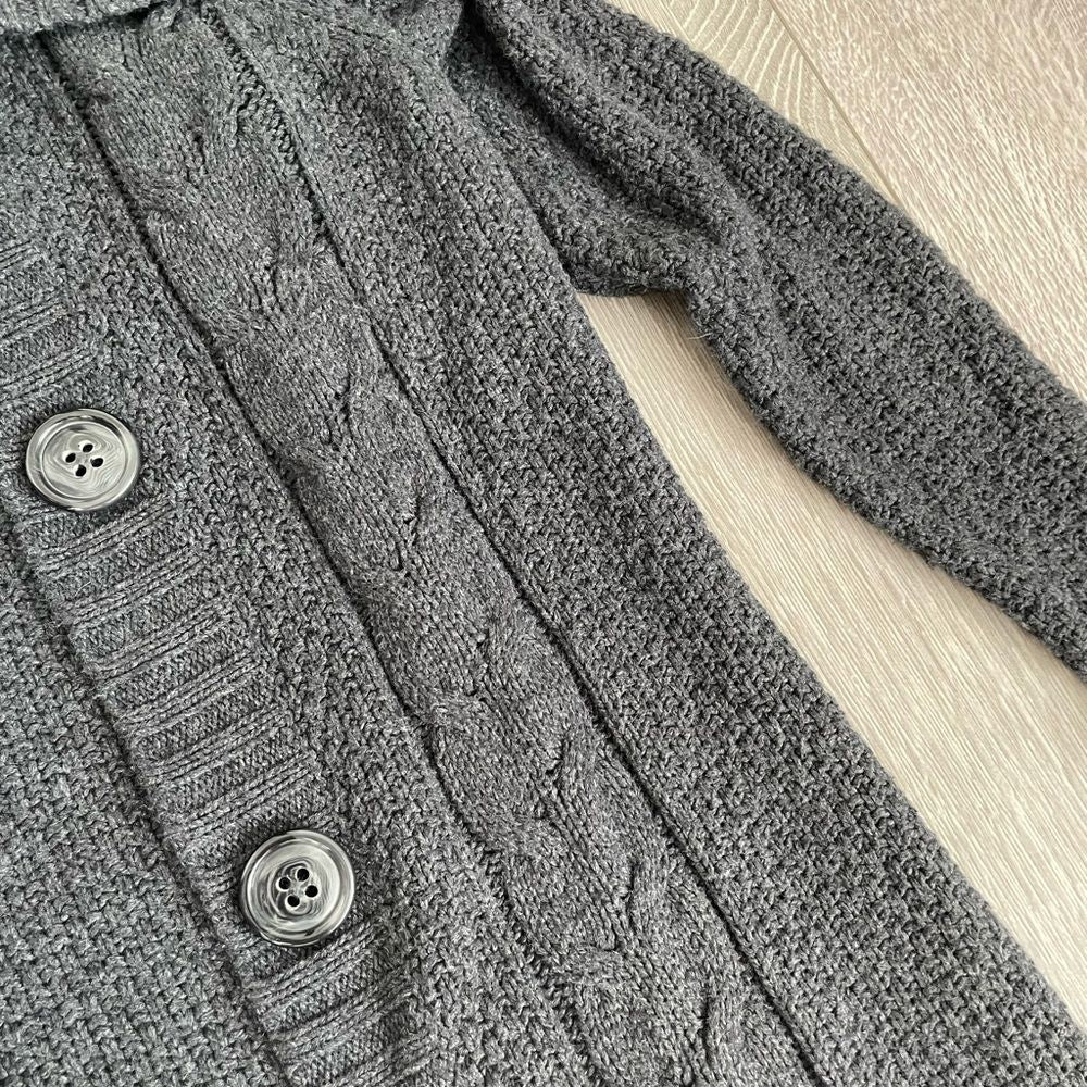 Old Navy Grey Buttoned Collared Cardigan