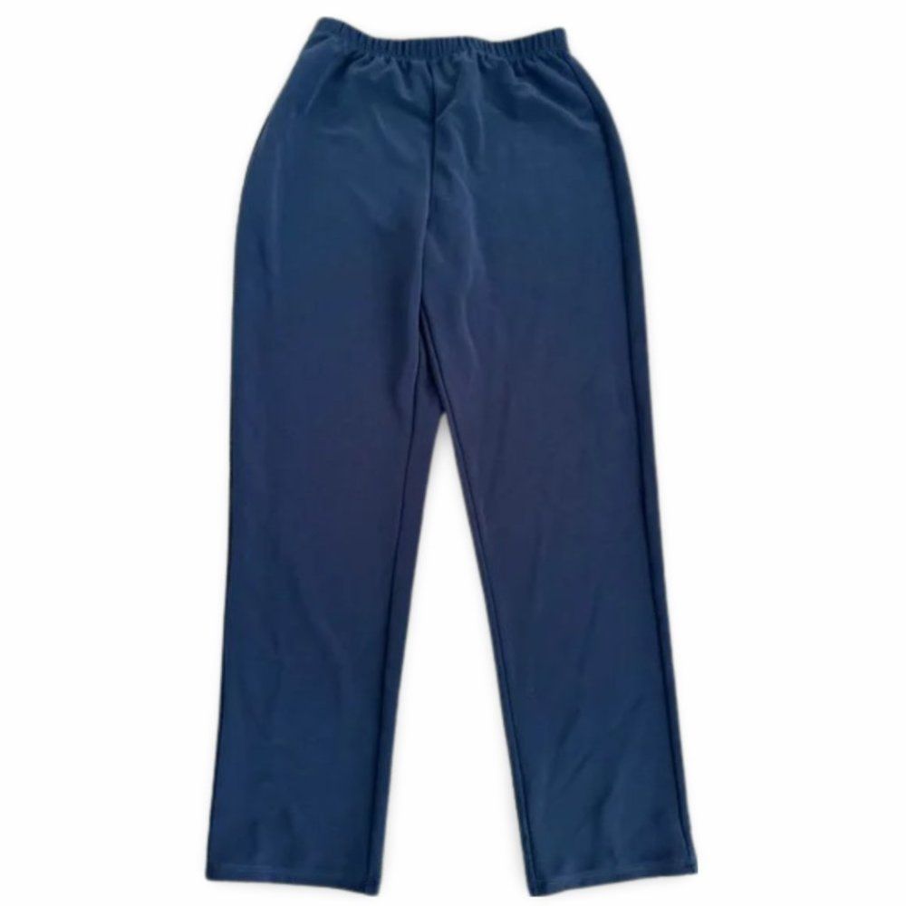 Susan Graver Soft Flowy Navy Blue Casual Office Trouser Pants