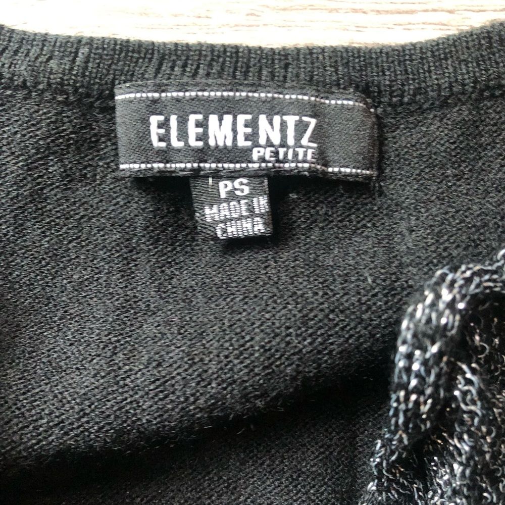 Elementz Vintage Black Knitted Ruffle Front Sweater Top