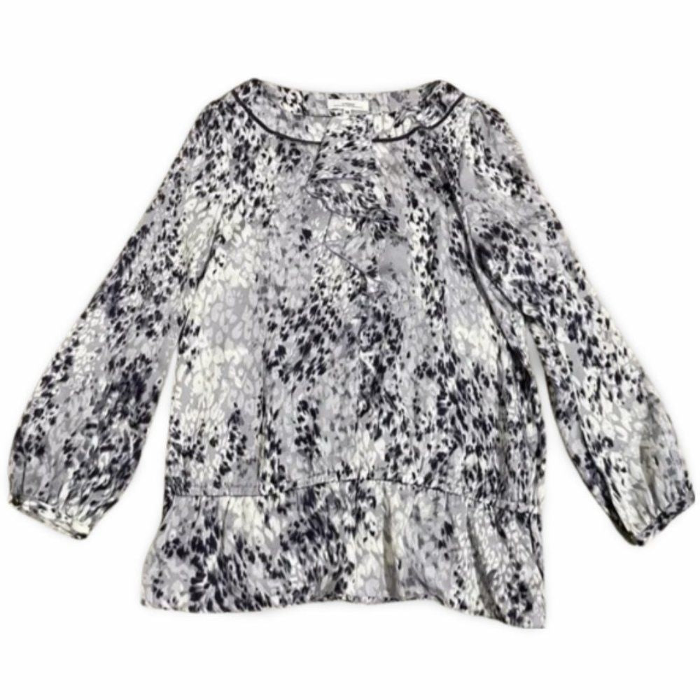 Ginkoo Flowy Long Sleeve Patterned Blouse