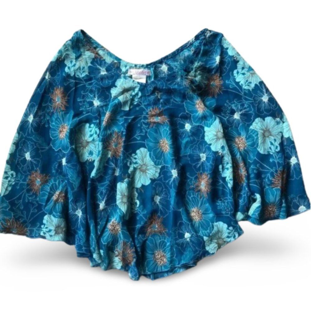 Violet Vintage Blue Floral Blouse Top