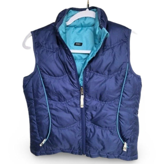 REI Navy Blue Puffer Zip Up Winter Vest Jacket