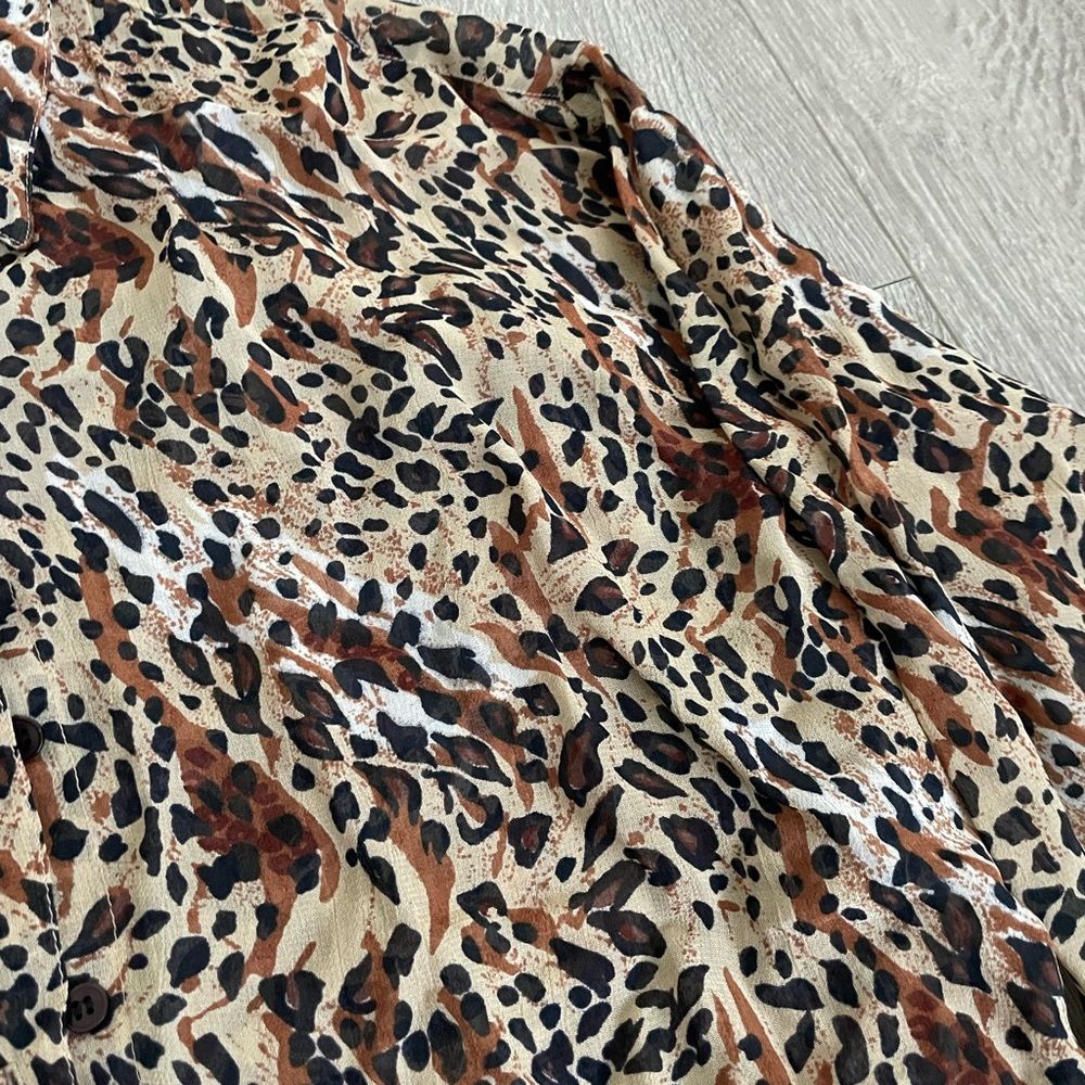 Mix Nouveau Cheetah Print Button Up Blouse Top