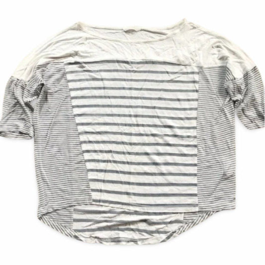 Lush Slouched White and Grey Mid Sleeve Blouse Top