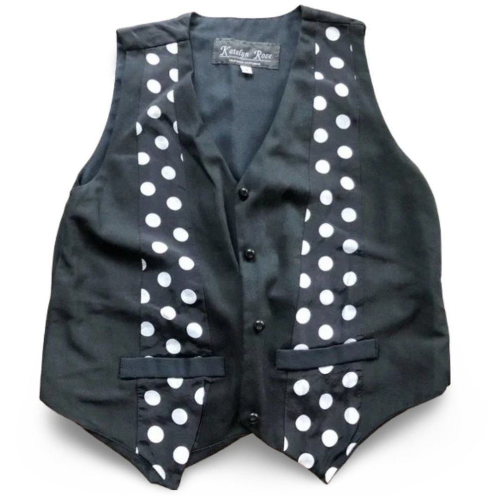 Katelyn Rose Polkadot Neck Tie Patterned Formal Vest Top