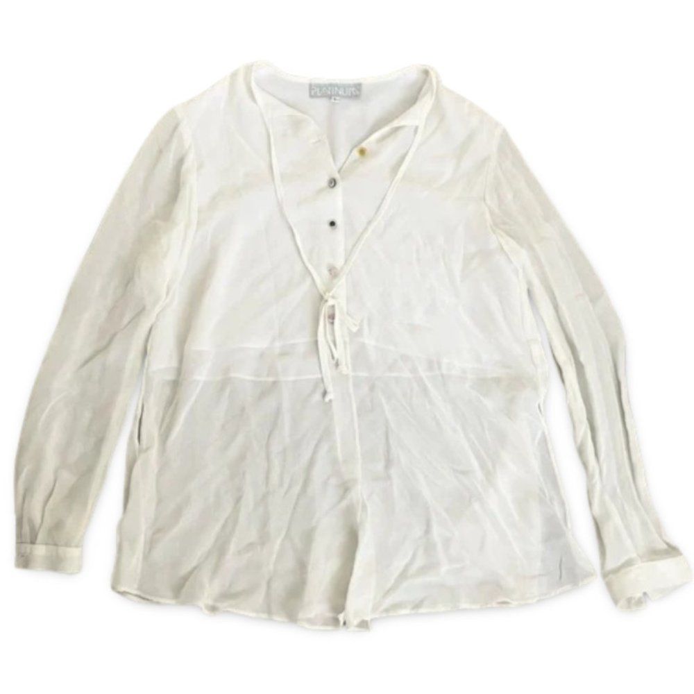 Platinum Dorothy Schoelen Silk White Blouse Top