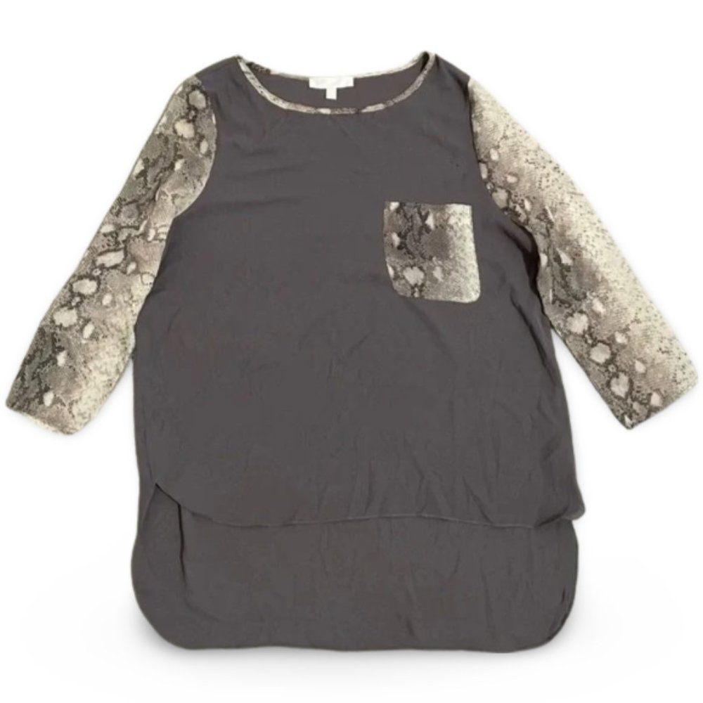 Lumiere Animal Print Grey Blouse Top Shirt