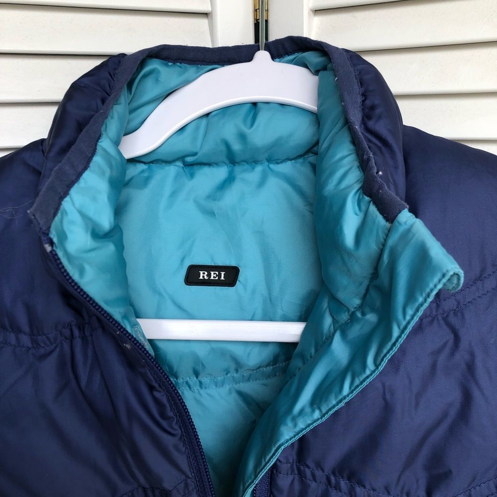 REI Navy Blue Puffer Zip Up Winter Vest Jacket