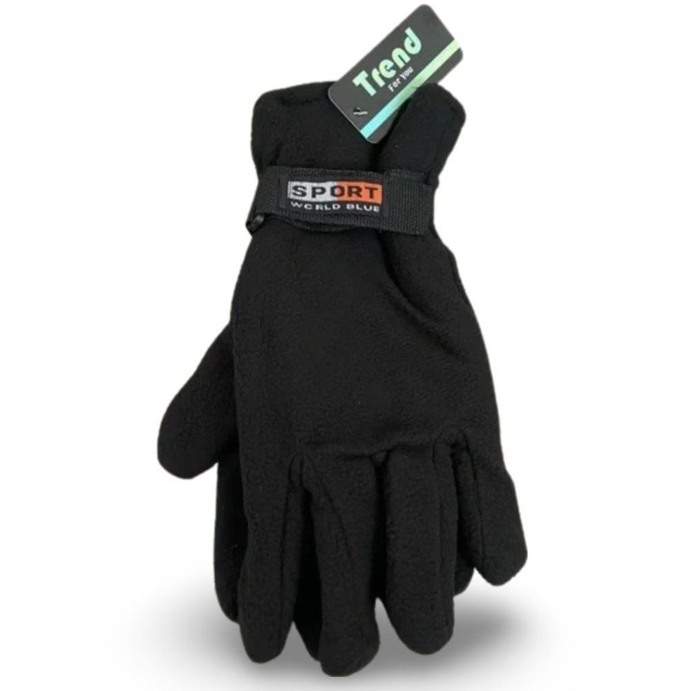 Trend Black Ski Gear Fleece Sporty Winter Gloves