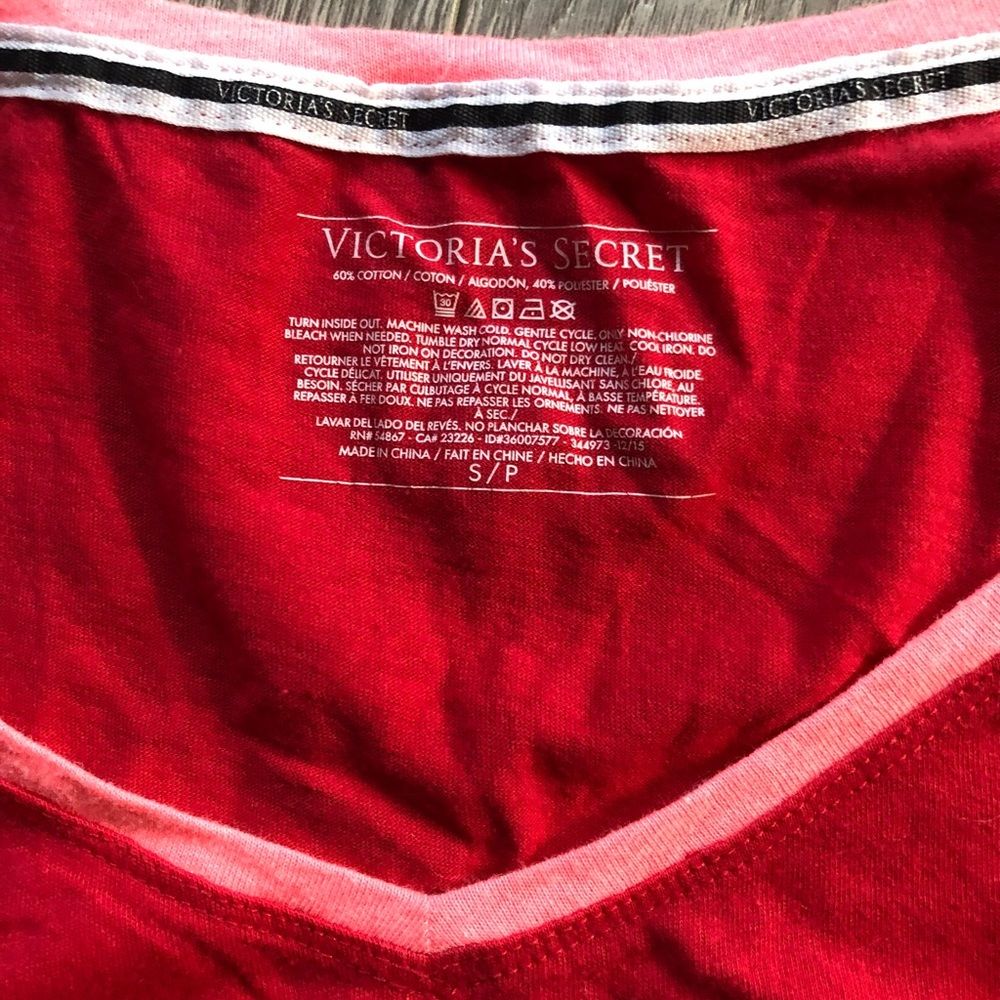 Victoria’s Secret Heart Graphic Red Pajama Shirt Top