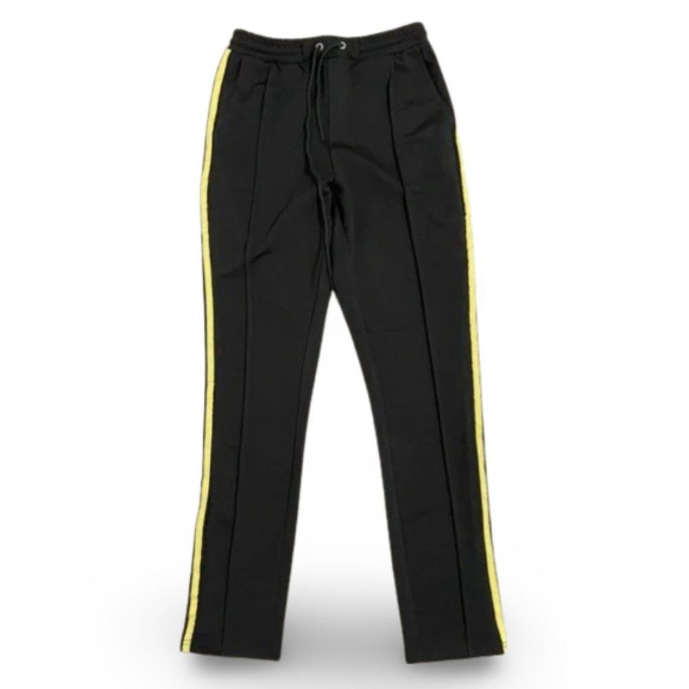 Misguided Black Jogger Yellow Stripe Pants