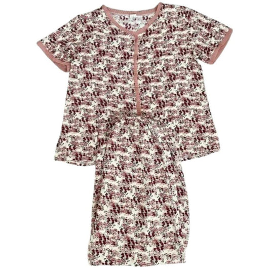 Tuan Ngoc Peach Floral Pajama Sleepwear Set