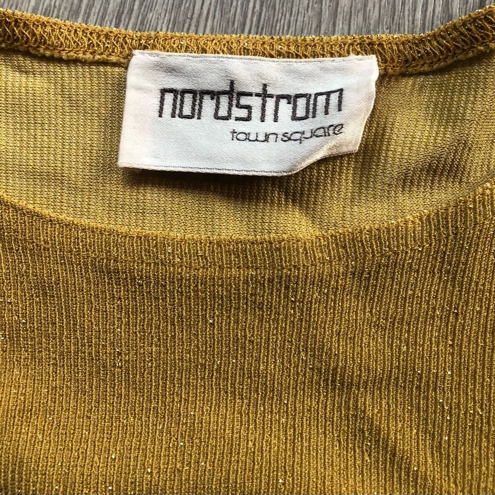 Nordstrom Vintage Mustard Yellow Glittery Long Sleeve Shirt