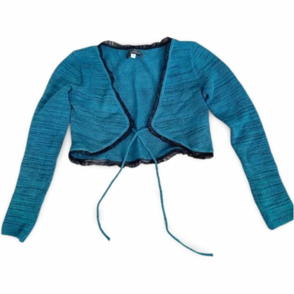 Nordstrom Knitted Blue Cropped Cardigan Sweater