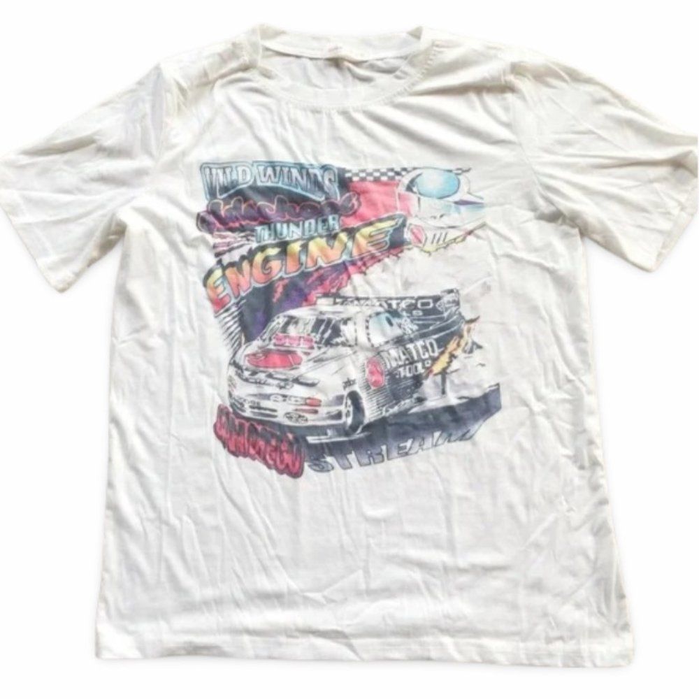 Romwe White Car Graphic Tee Shirt