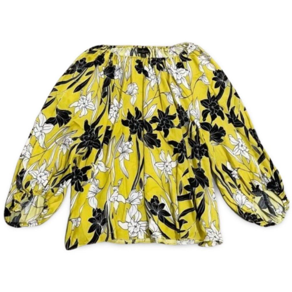 Worthington Yellow Floral Off The Shoulder Blouse