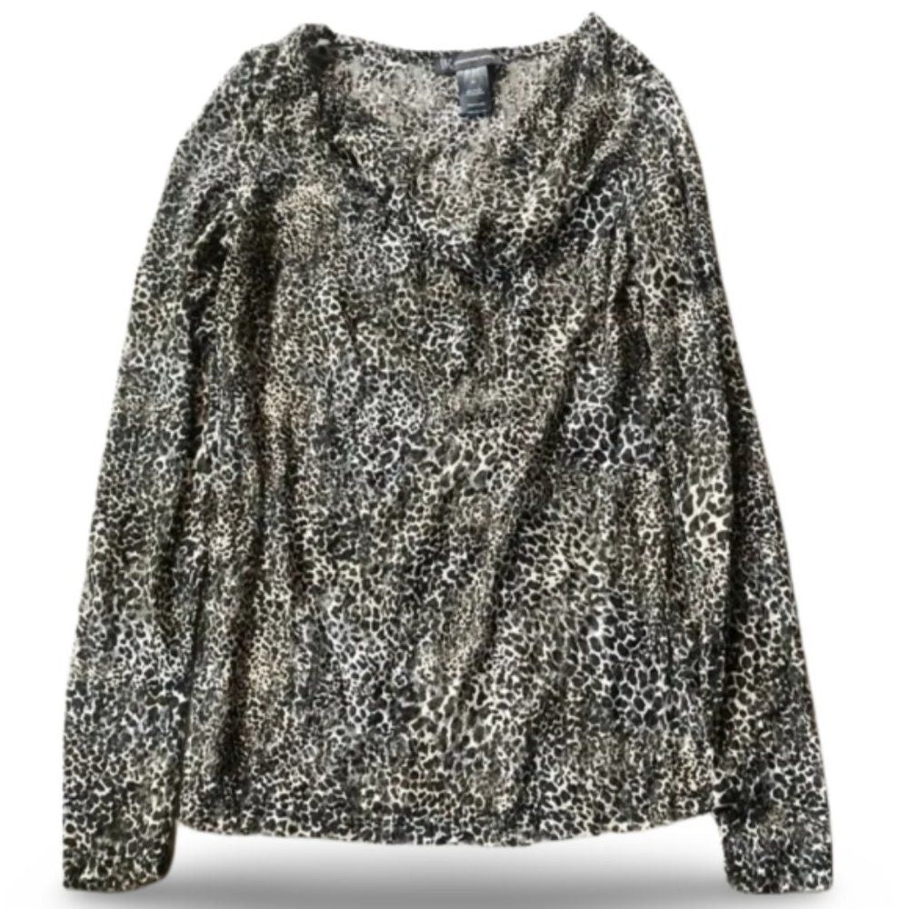 INC International Concepts Animal Print Long Sleeve Top