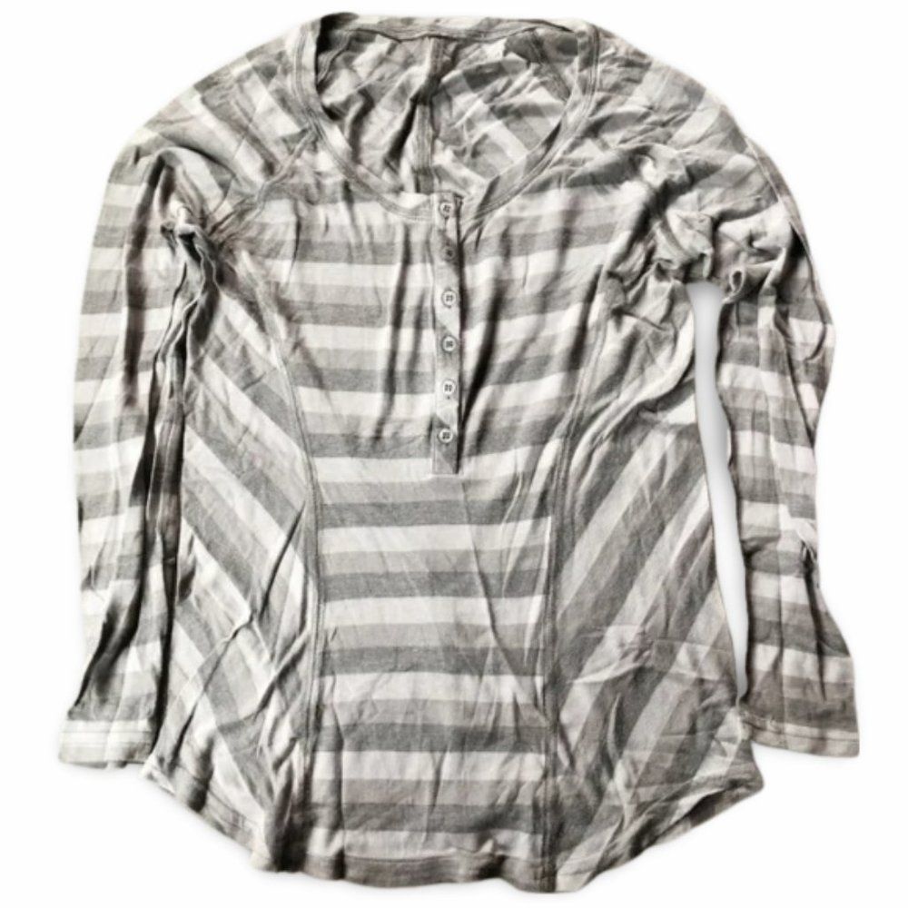 Xhilaration Striped Grey and White Pajama Lounge Blouse Top