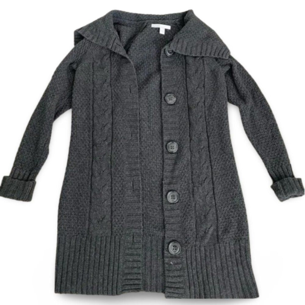 Old Navy Grey Buttoned Collared Cardigan