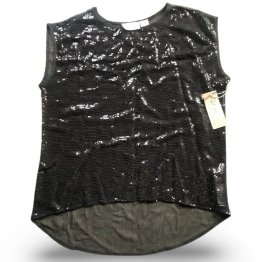 RD Style Vintage NWT All Sequin Black Blouse Top