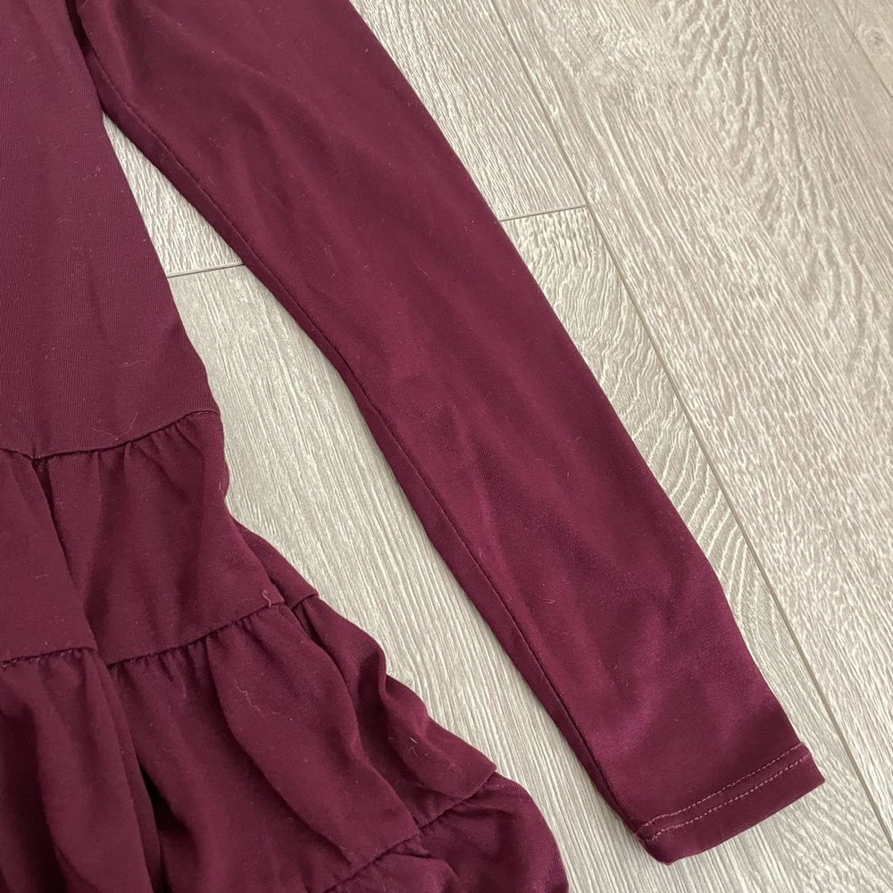 Kate and Mallory Burgundy Pleated Hem Long Sleeve Blouse Shirt Top