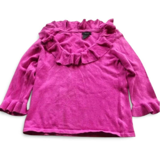 Frenchi Ruffled Neck Pink Knitted Sweater