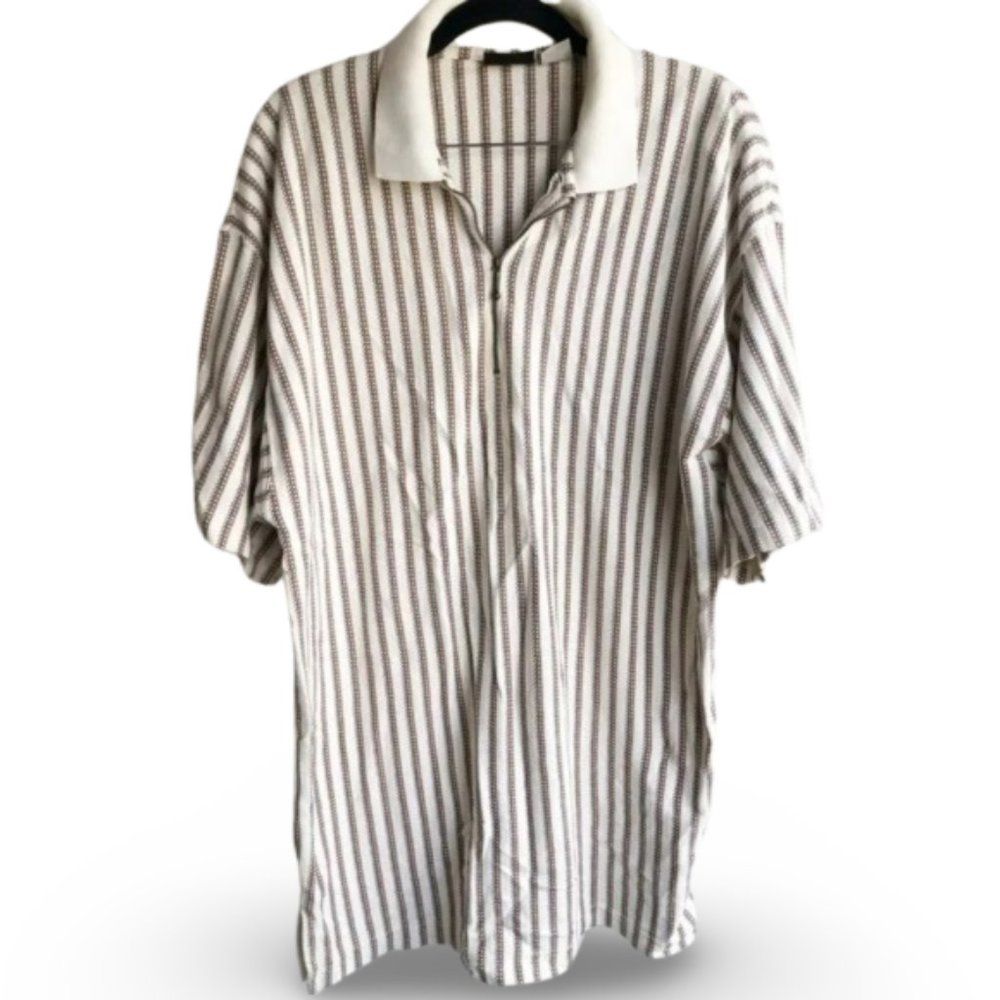 Bugle Boy Pinstripe Short Sleeve Collared Polo Shirt Top